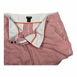 NWOT J. Crew Women’s Size 8 Coral Pink White Striped Cotton Mom Shorts City Fit